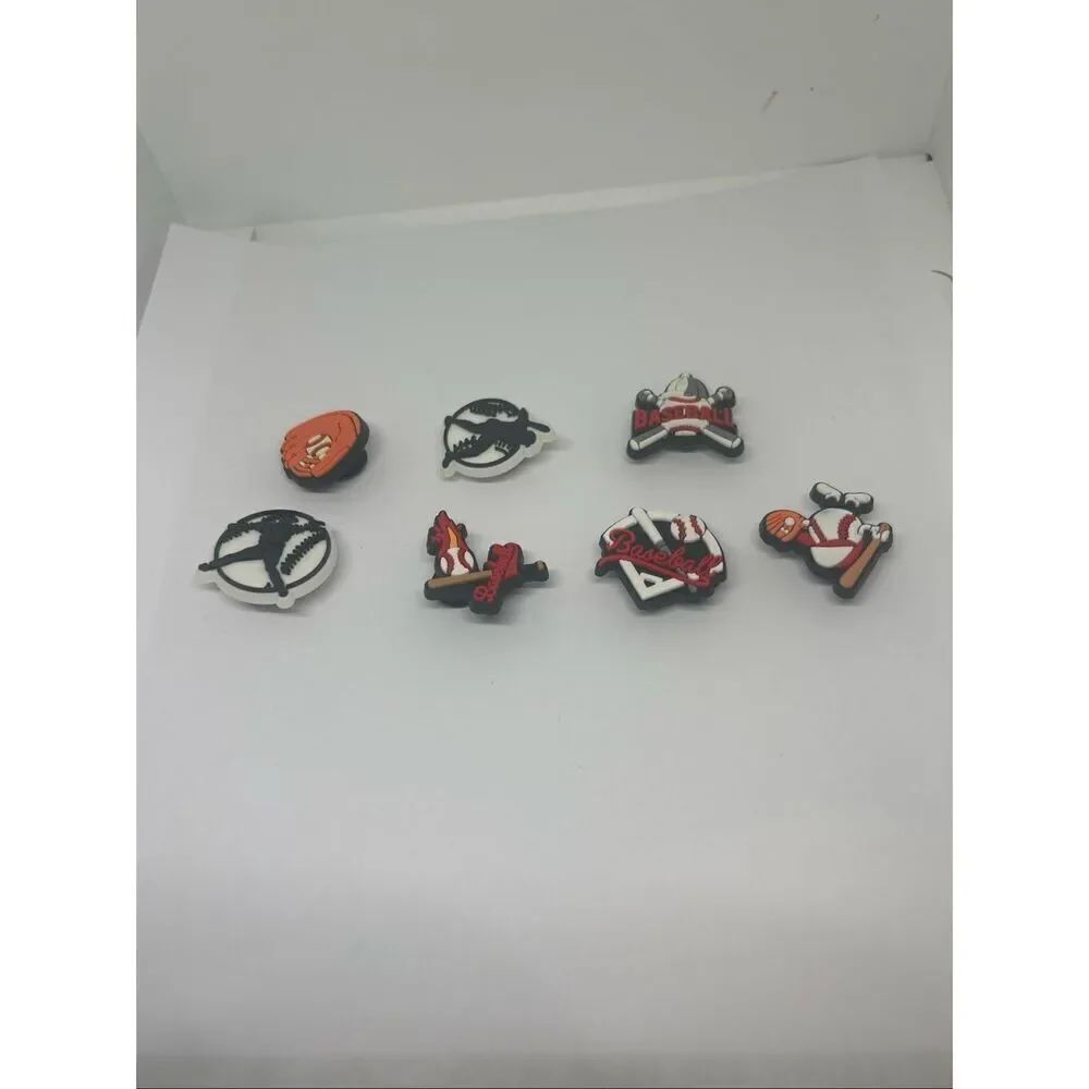 Set of 7 Baseball Shoe Charms / Bag Charms – Sports Theme Accessories